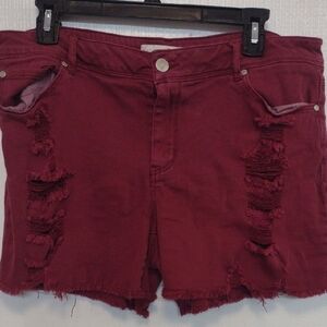 Women's Distressed Red Shorts